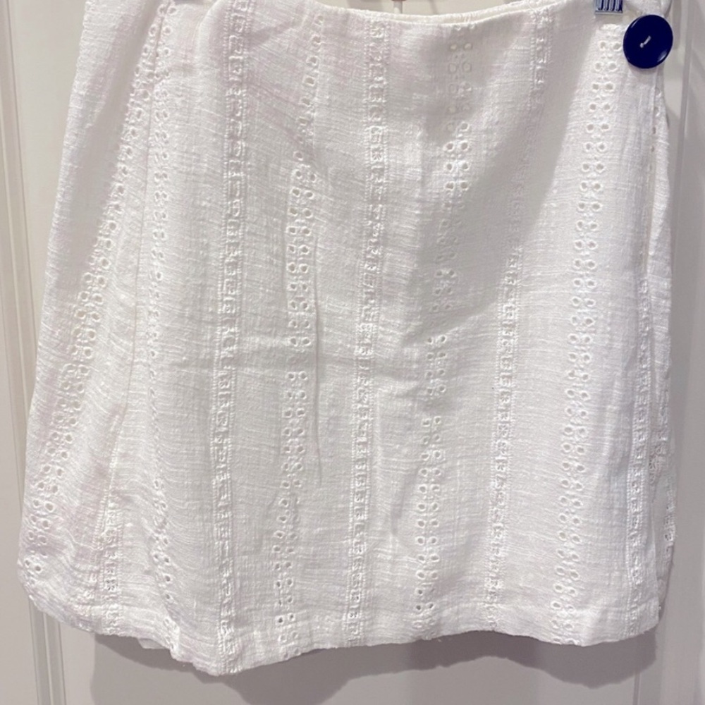 Olivia + James White eyelet mini skirt